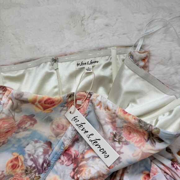 For Love & Lemons Floral Drape Strapless Mini Dress L - Picture 6 of 7